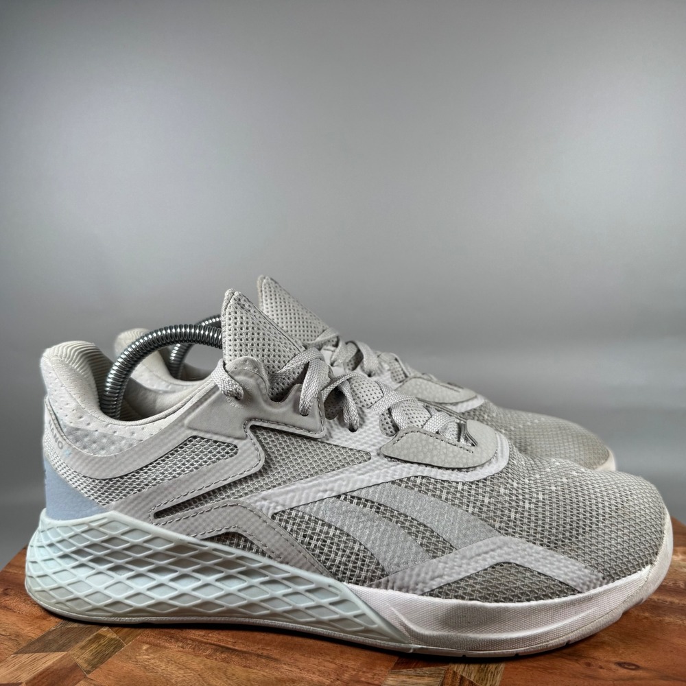Reebok Nano X Women 10 Pure Grey White Training Shoes GW6013 Crossfit Sneakers